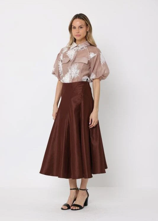 Pleats Detail A-Line Midi Length Skirt - Image 7