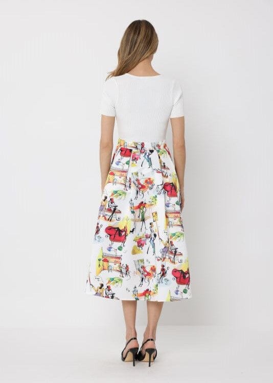 Printed Skirt w/ Ribbed Short Sleeve Top Midi Dres - Image 4