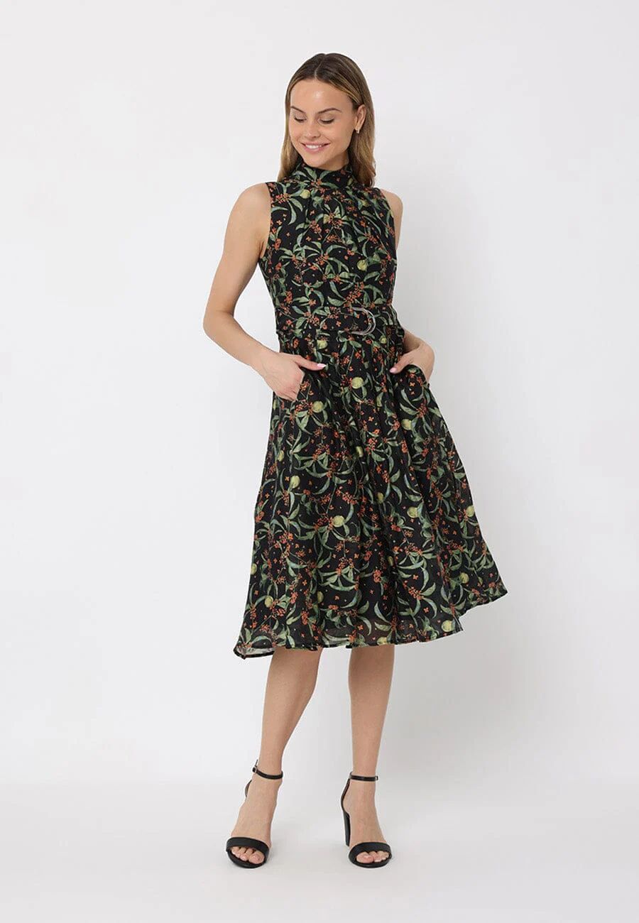 Printed sleeveless waist band dress - Image 2