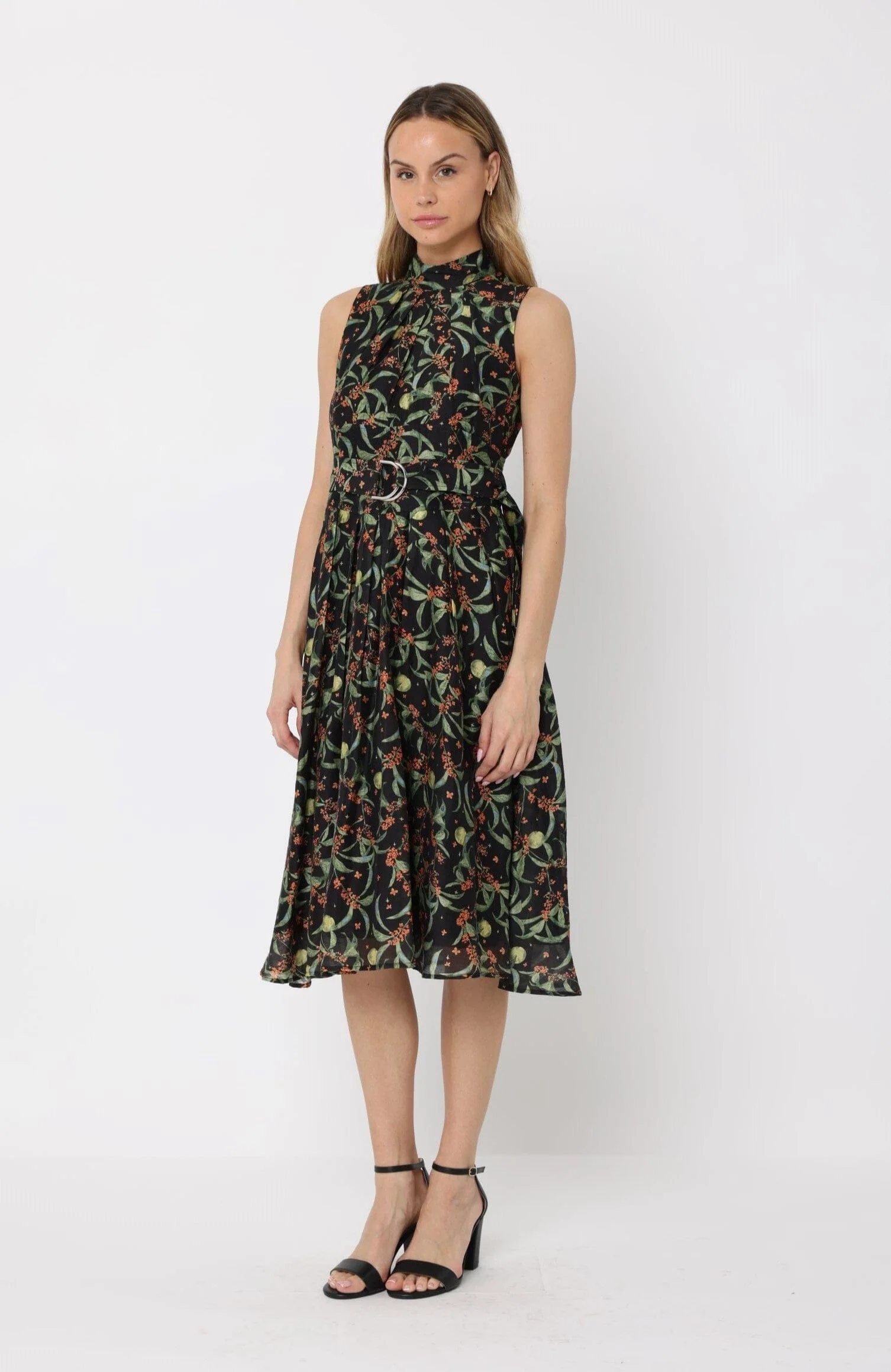 Printed sleeveless waist band dress - Image 3