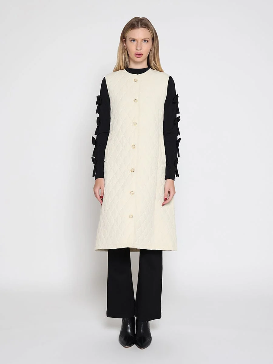 Quilted Sleeveless Long Vest