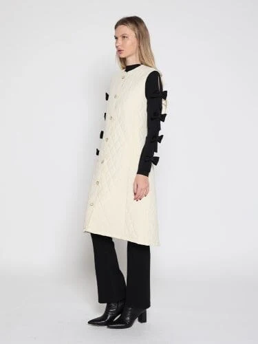 Quilted Sleeveless Long Vest - Image 3