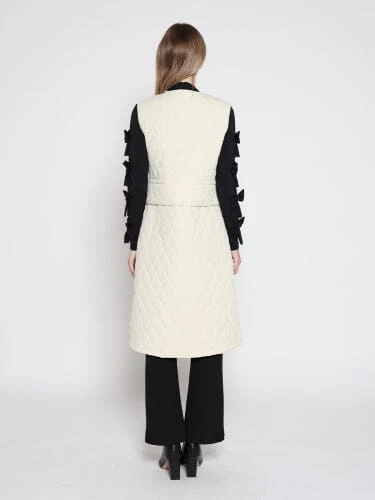 Quilted Sleeveless Long Vest - Image 4