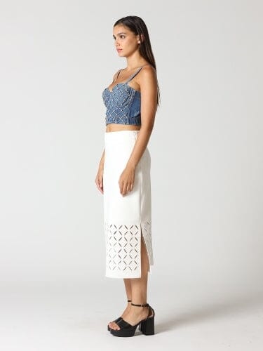 Rhinestone Embellished Denim Bustier Top - Image 3