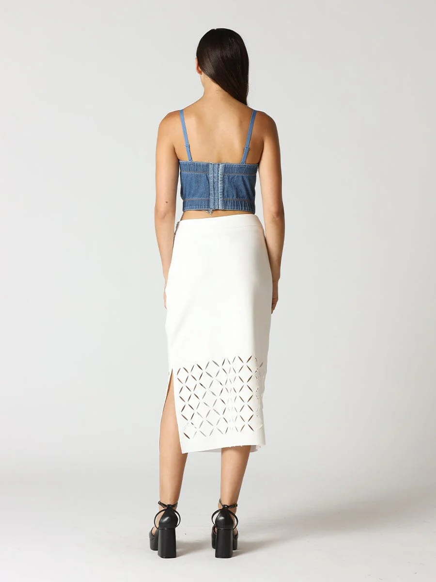 Rhinestone Embellished Denim Bustier Top - Image 4