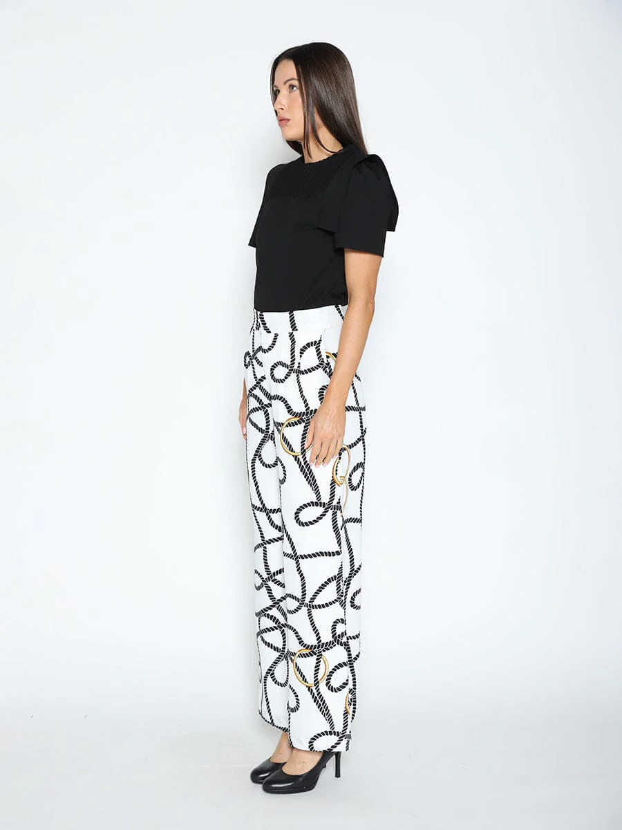 Rope and Ring Print Wide Pants - Image 3