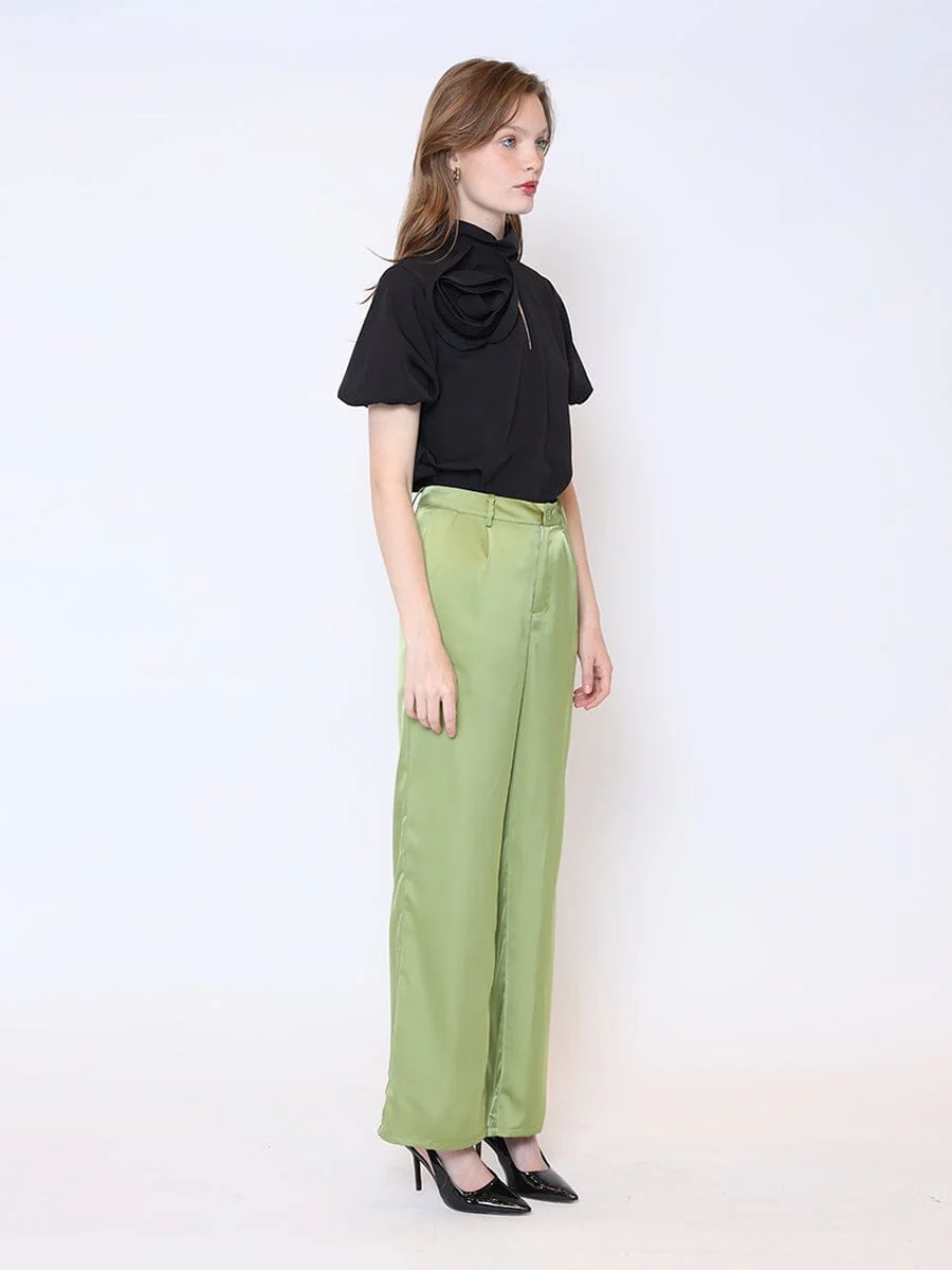 Rose Detail Puff Sleeve Top - Image 3