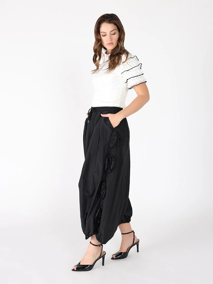 Round Neckline Tiered Short Sleeve Top - Image 2