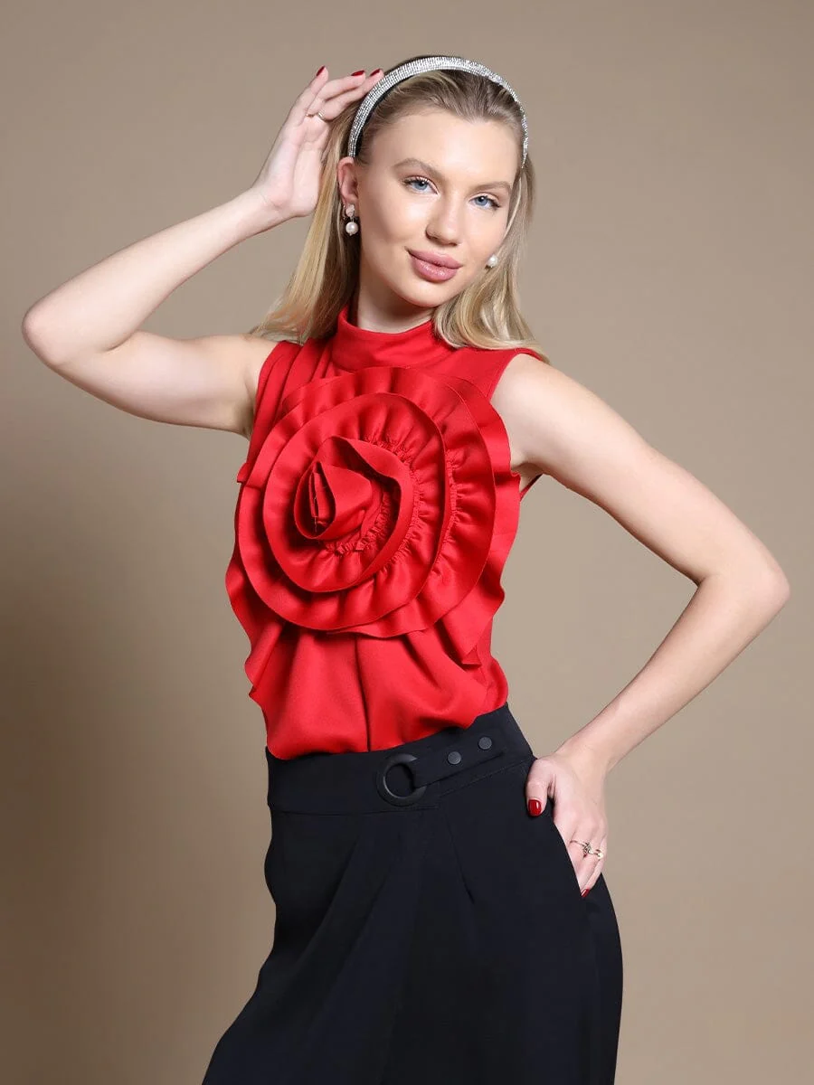 Ruffle Flower Detail Tank Top - Image 5