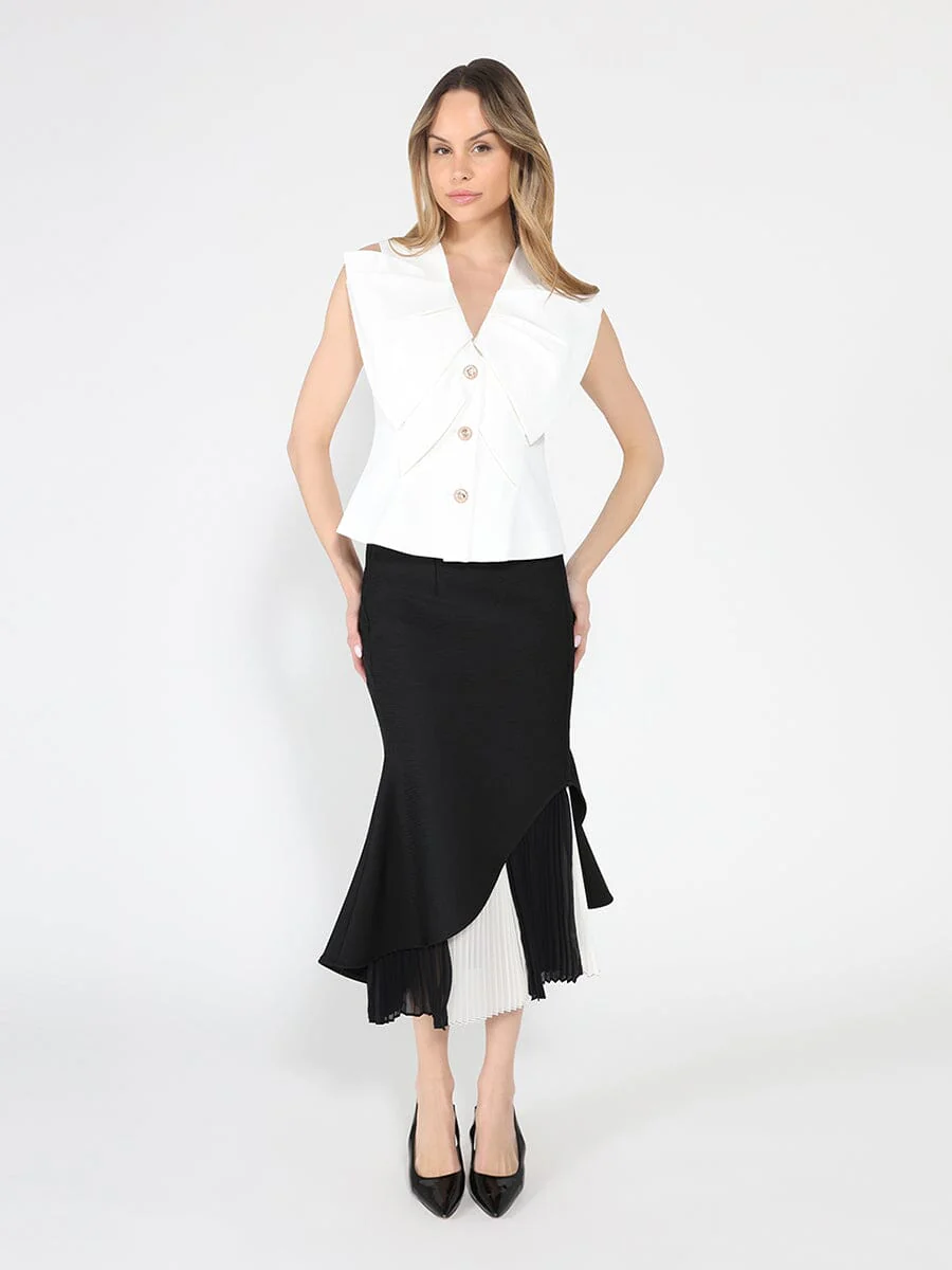 Ruffle Front Button Down Sleeveless Jacket - Image 10