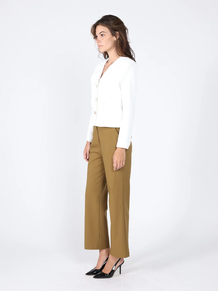 Ruffle Front With Button Long Sleeve Jacket - Image 11
