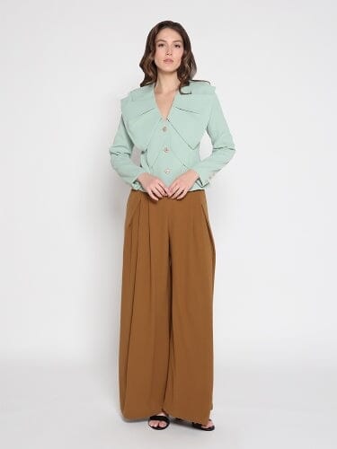 Ruffle Front With Button Long Sleeve Jacket - Image 6