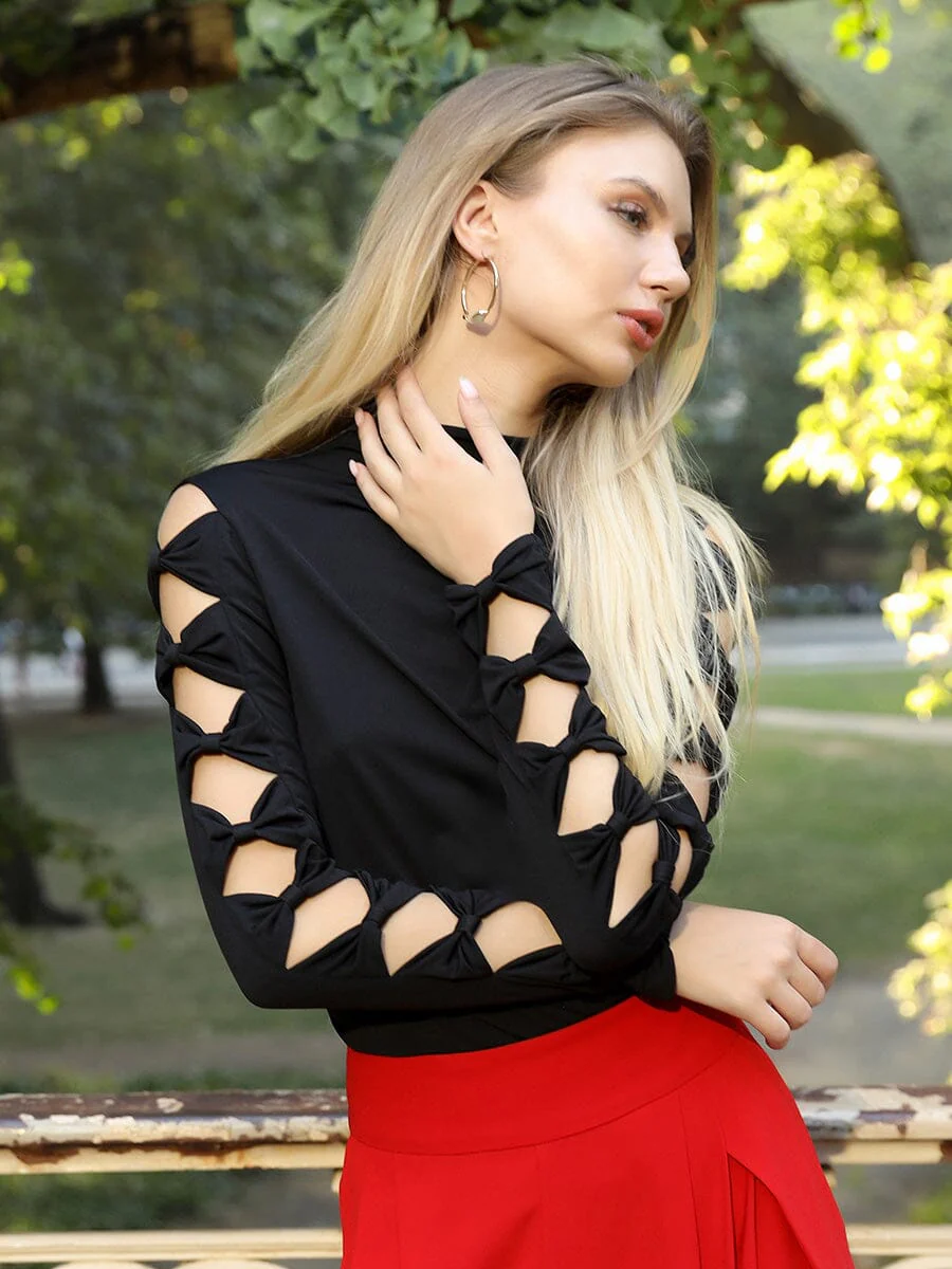 Ruffle long sleeve high neck top - Image 8