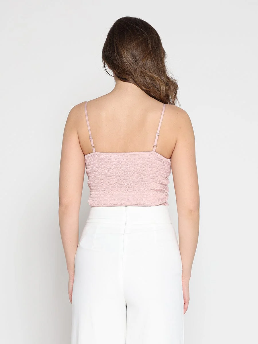 Ruffled Detail Mesh Fabric Top with Straps - Image 8