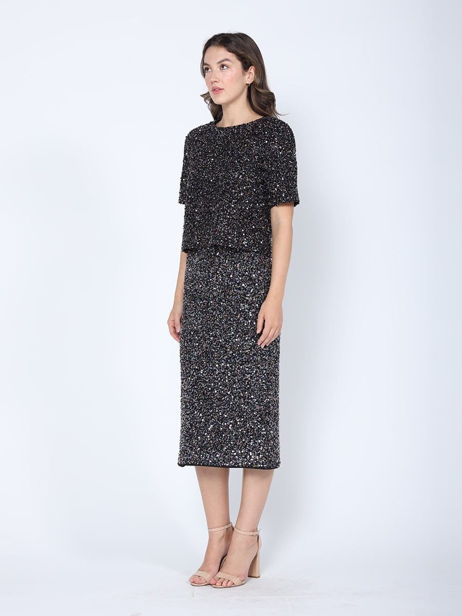 Sequined Cropped Short Sleeve Top - Image 3