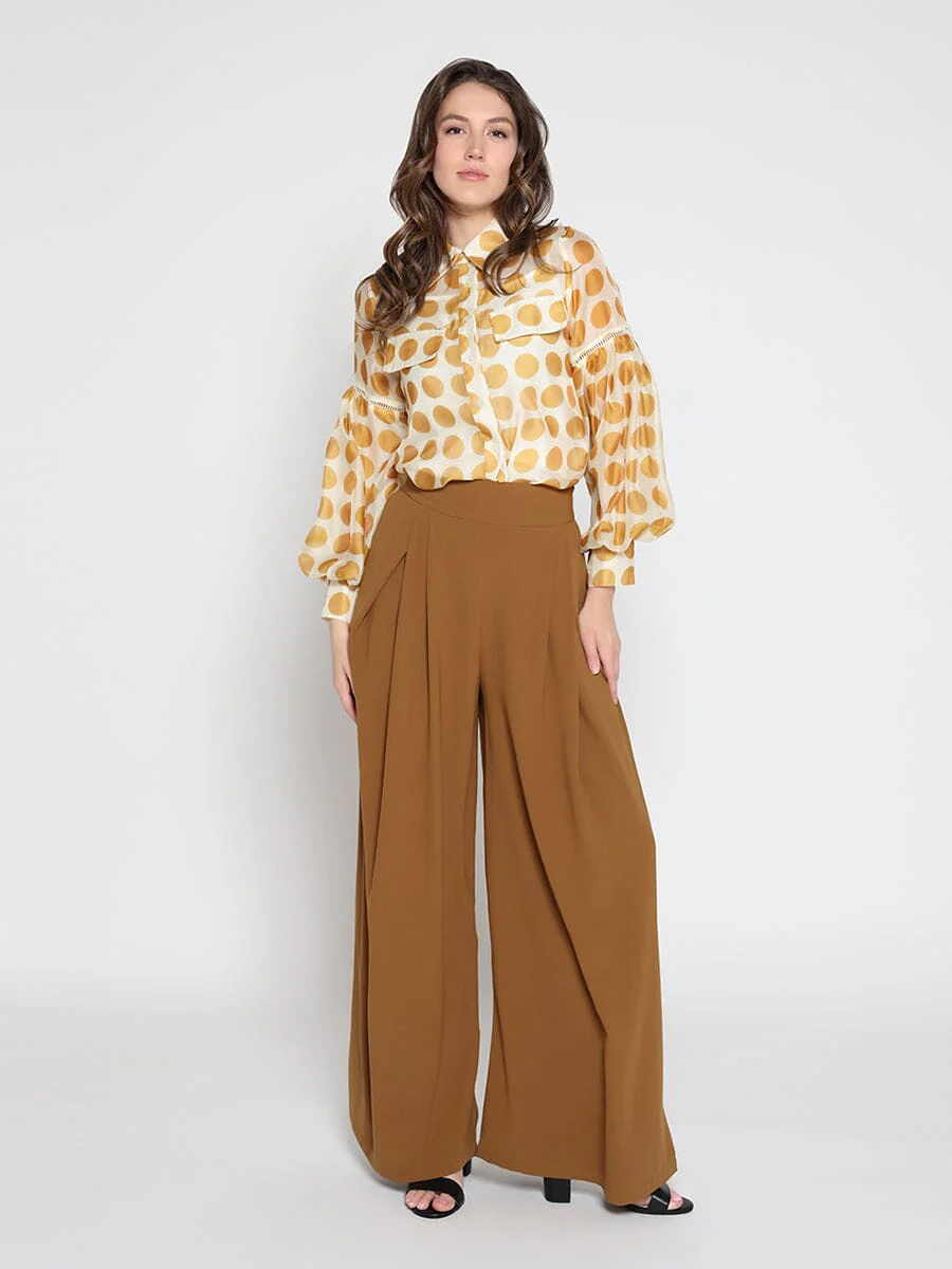 Sheer Polka Dot Pattern Top W/Front Patch Pockets - Image 2