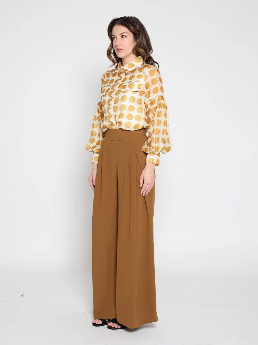Sheer Polka Dot Pattern Top W/Front Patch Pockets - Image 3