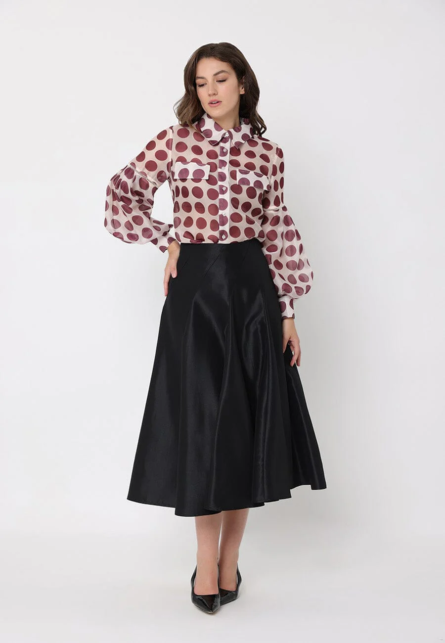 Sheer Polka Dot Pattern Top W/Front Patch Pockets - Image 6