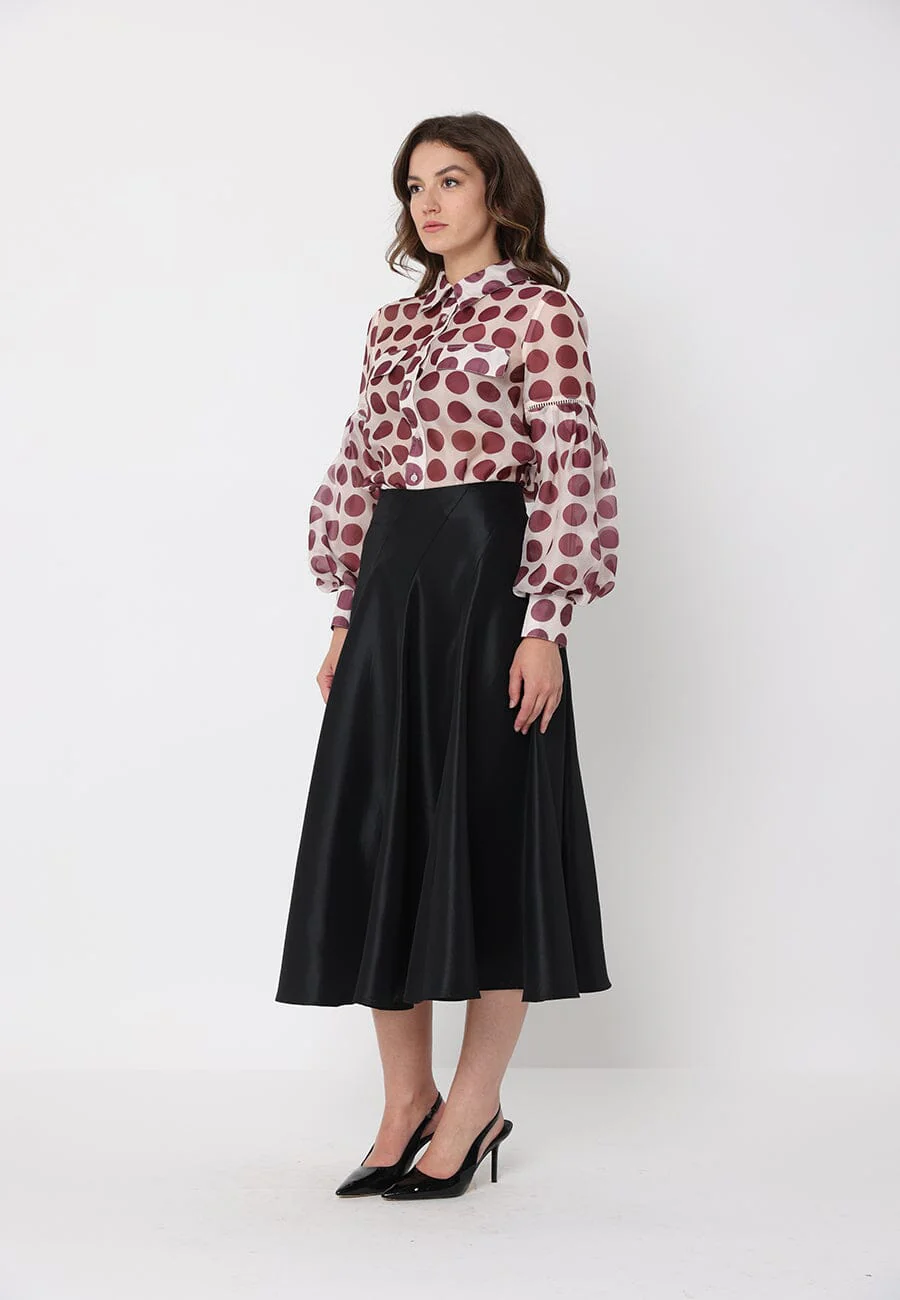 Sheer Polka Dot Pattern Top W/Front Patch Pockets - Image 7