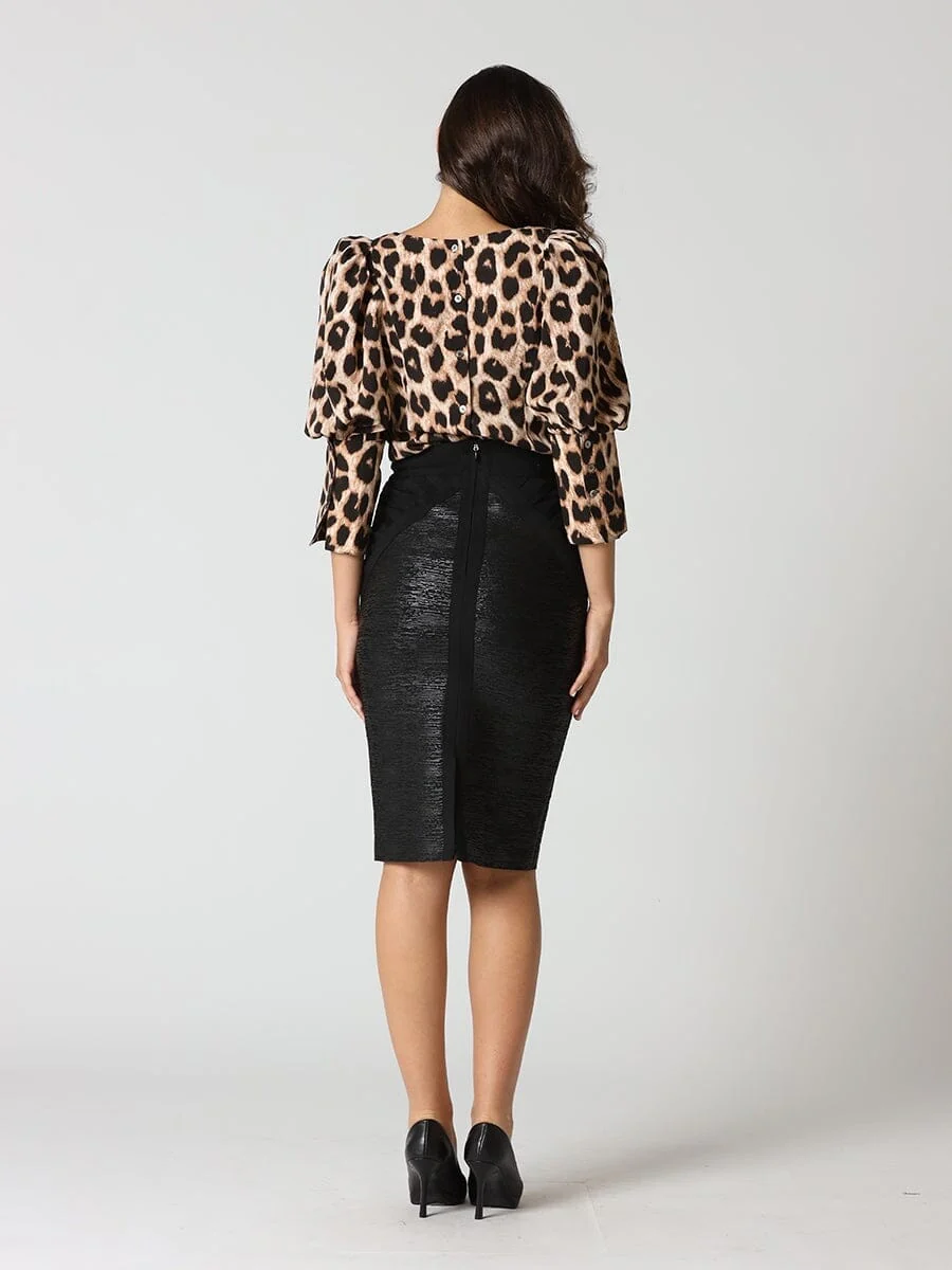 Shimmer Contrast Pencil Midi Skirt - Image 8