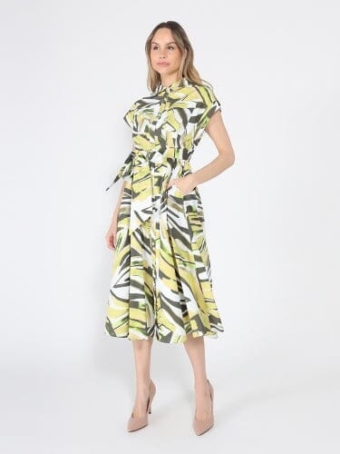 Short Sleeve Button Down Printed Midi Dress - Image 2