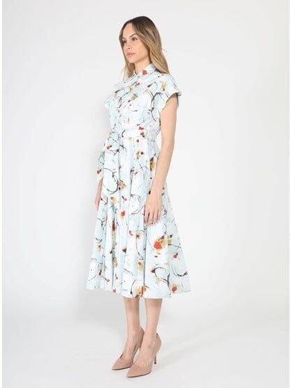 Short Sleeve Elastic Waist Belted Dress - Image 3