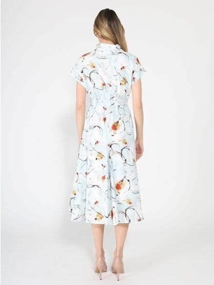 Short Sleeve Elastic Waist Belted Dress - Image 4
