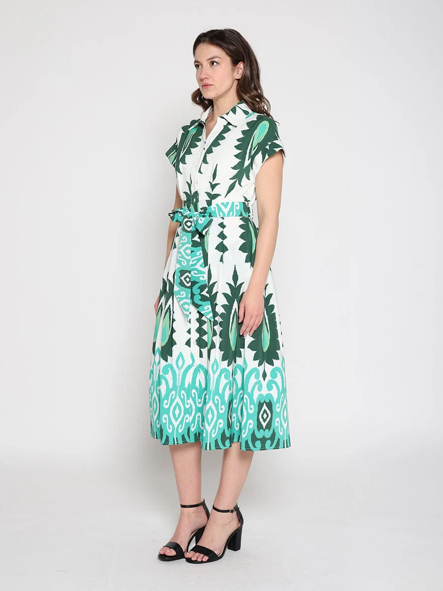 Short sleeve printed dress with elastic back - Image 3
