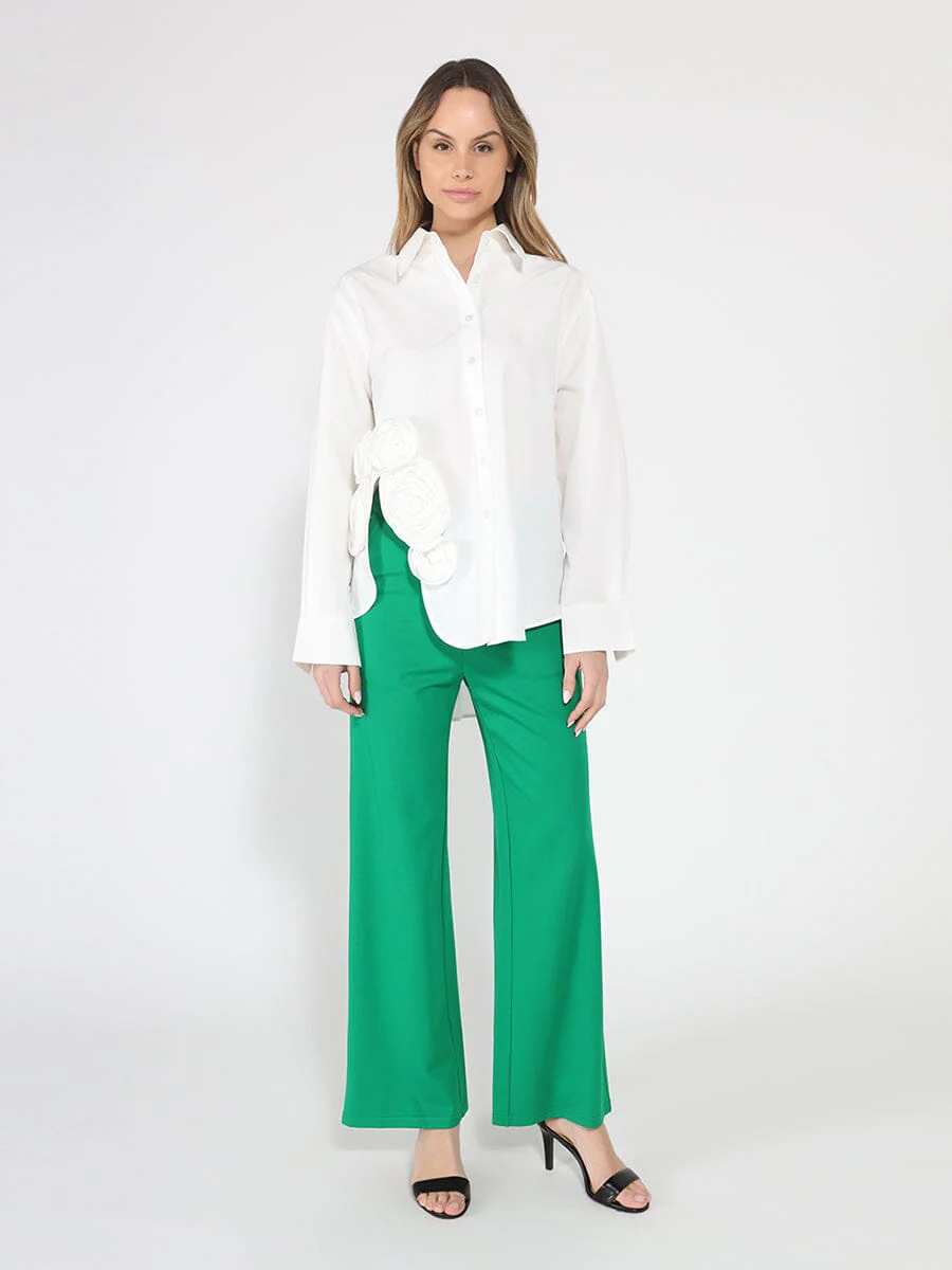 SIde flower detail button down long sleeve top - Image 10