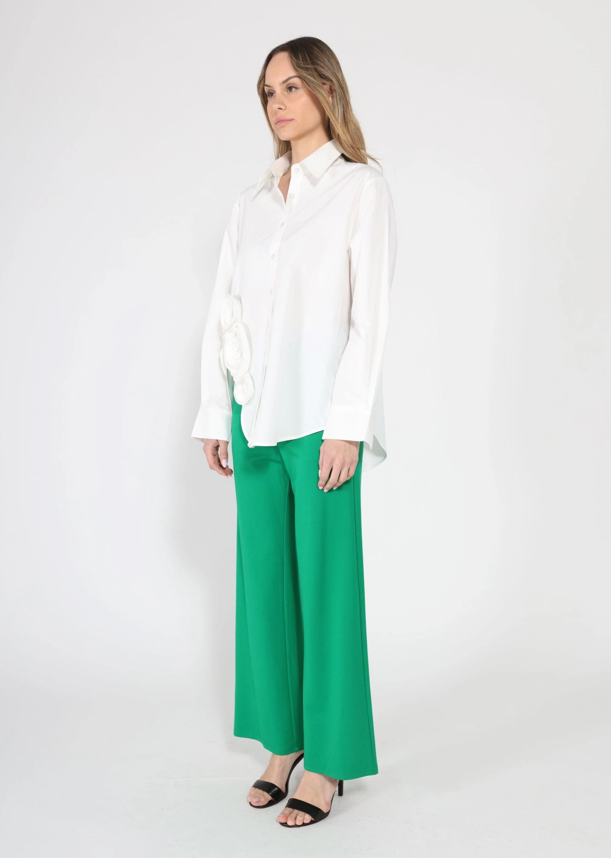 SIde flower detail button down long sleeve top - Image 11