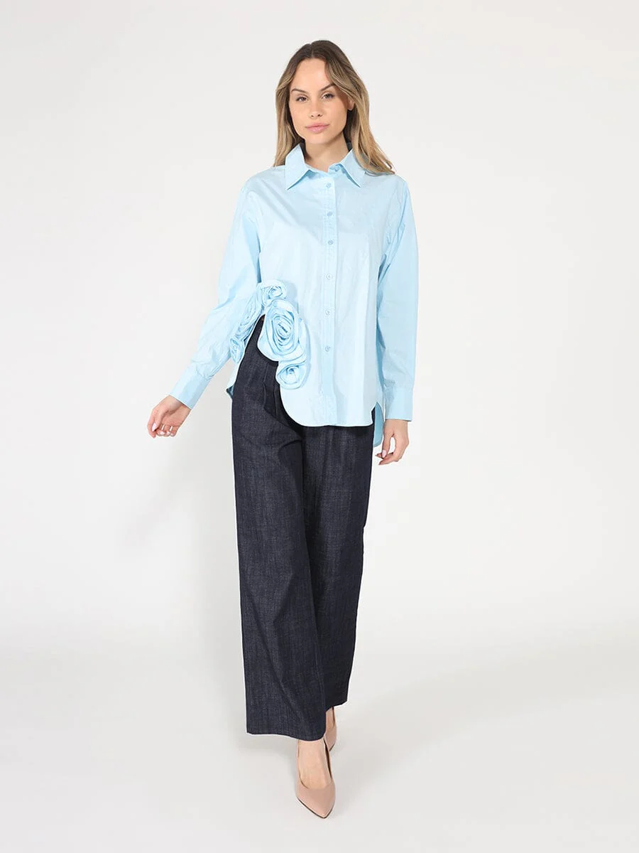 SIde flower detail button down long sleeve top - Image 6