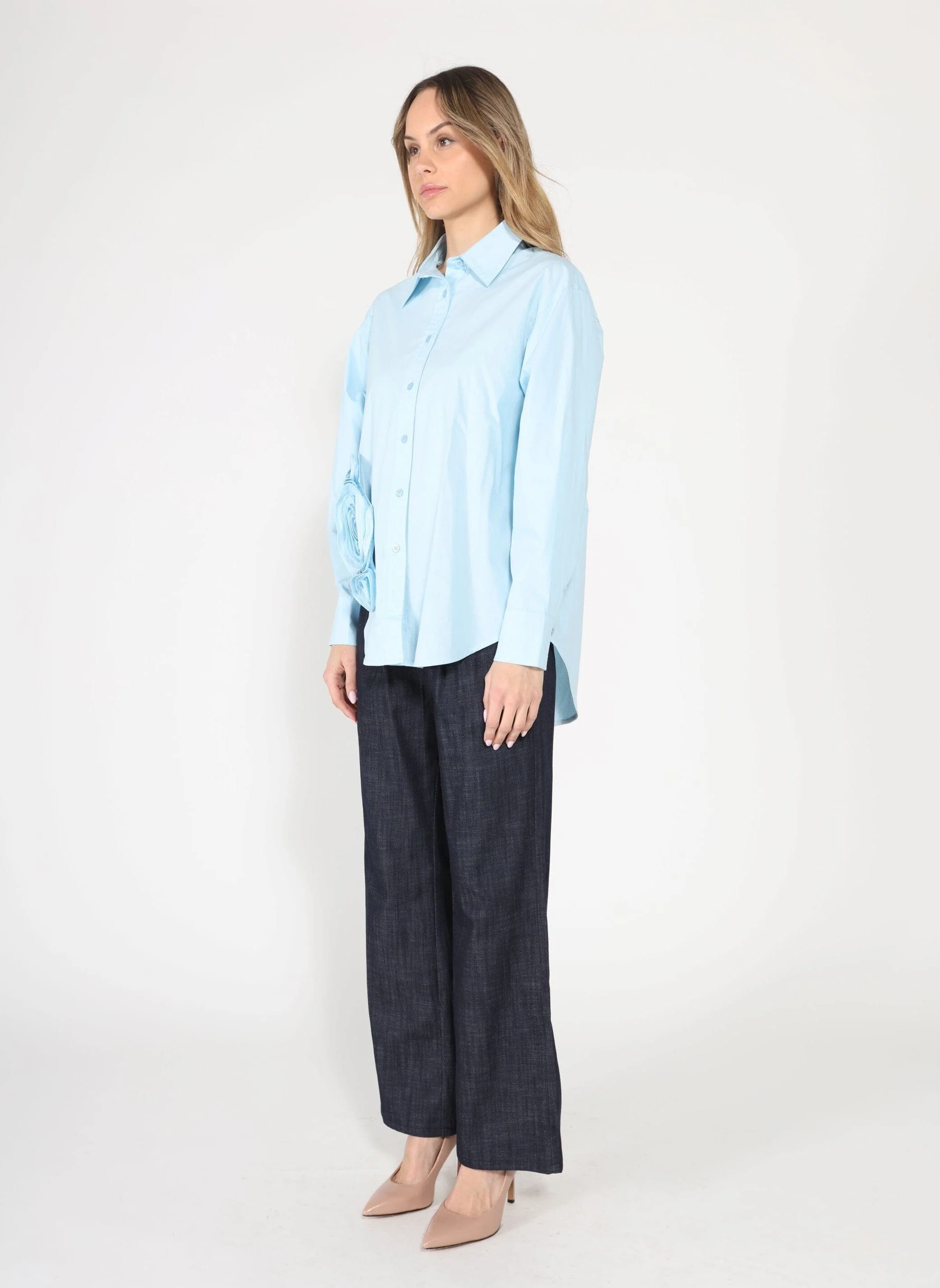 SIde flower detail button down long sleeve top - Image 7