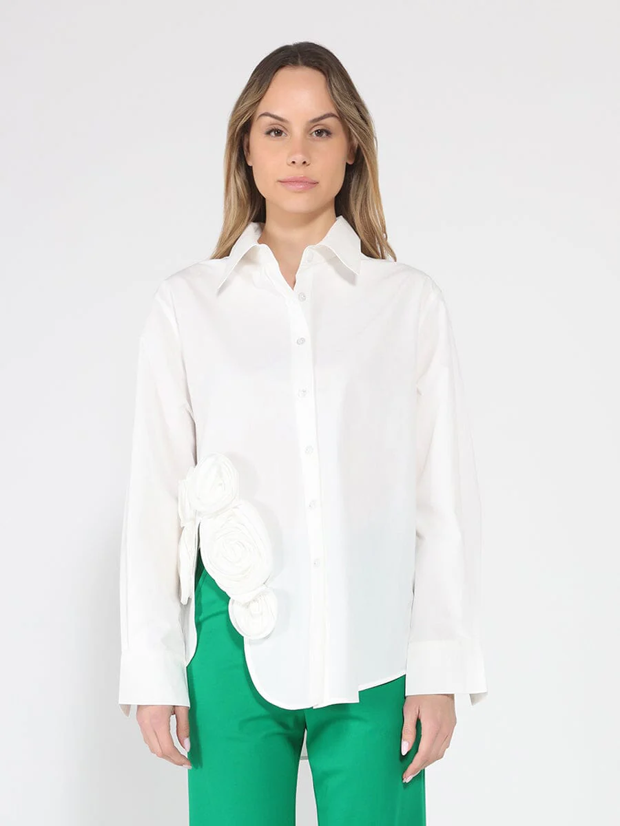 SIde flower detail button down long sleeve top - Image 9