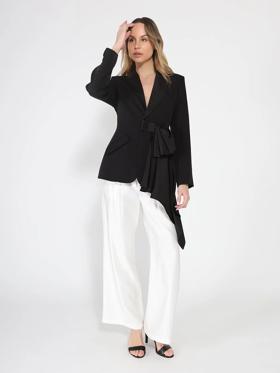 Side ruffle bow front open coat - Image 2
