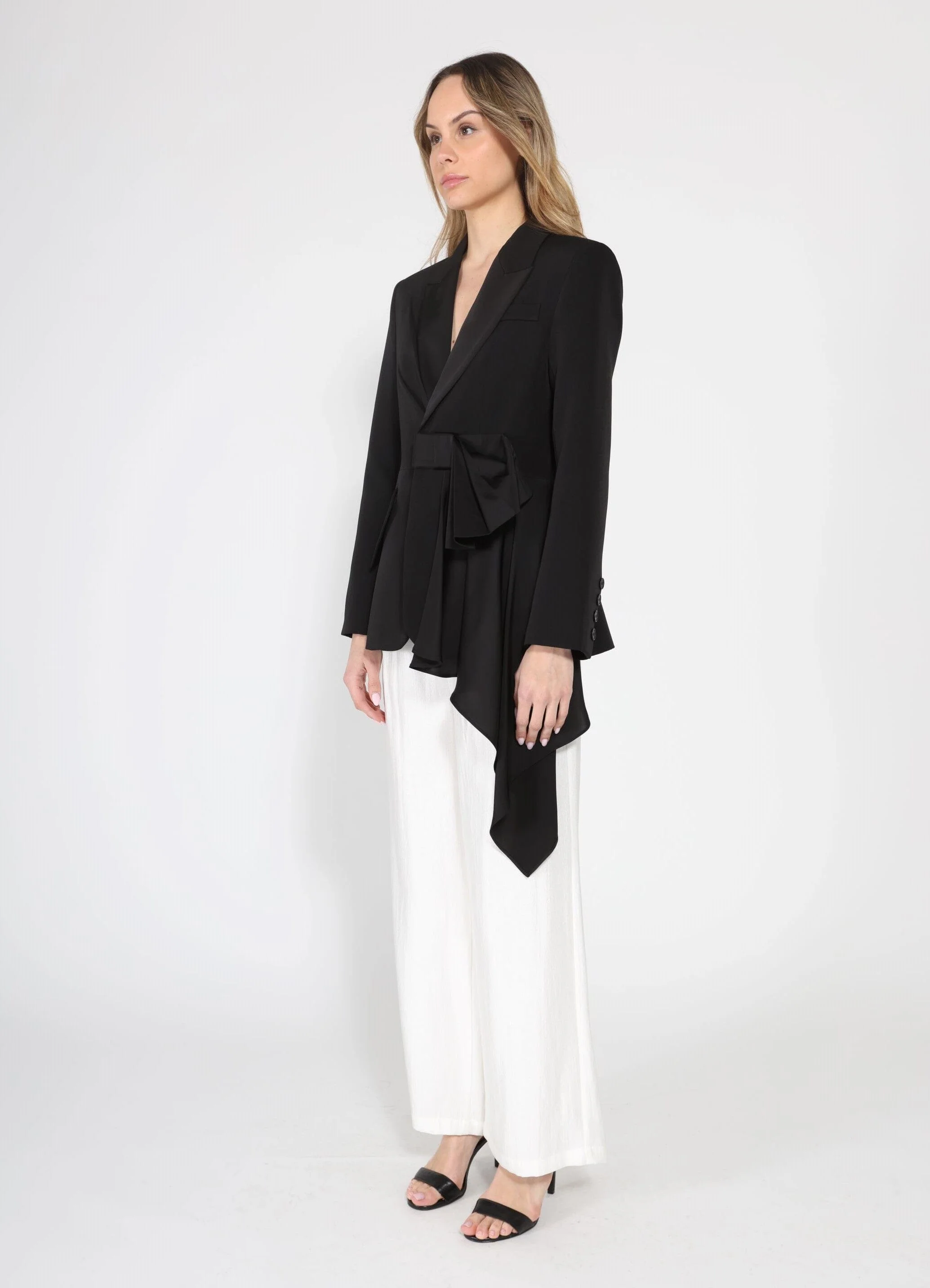 Side ruffle bow front open coat - Image 3