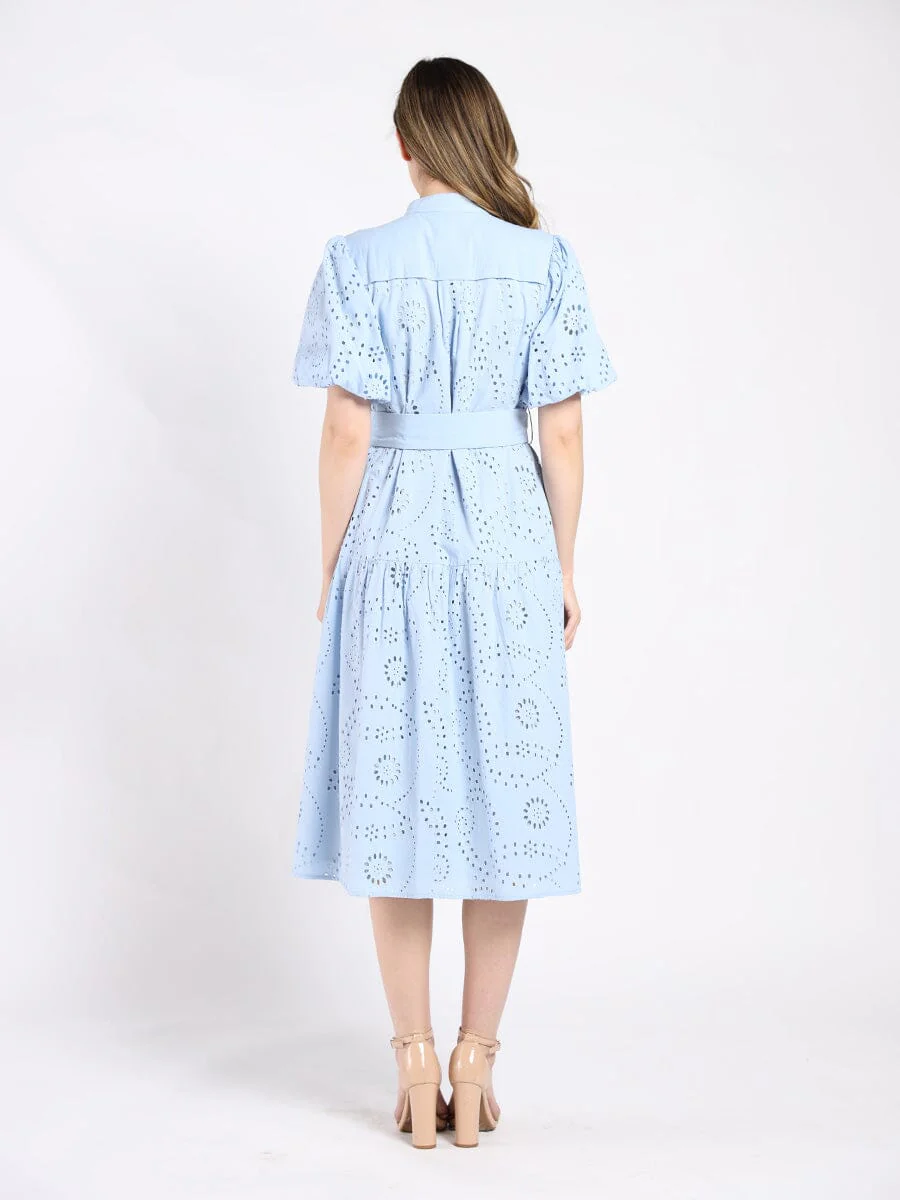 Solid Lace A-Line Dress with Balloon Sleeves - Image 4