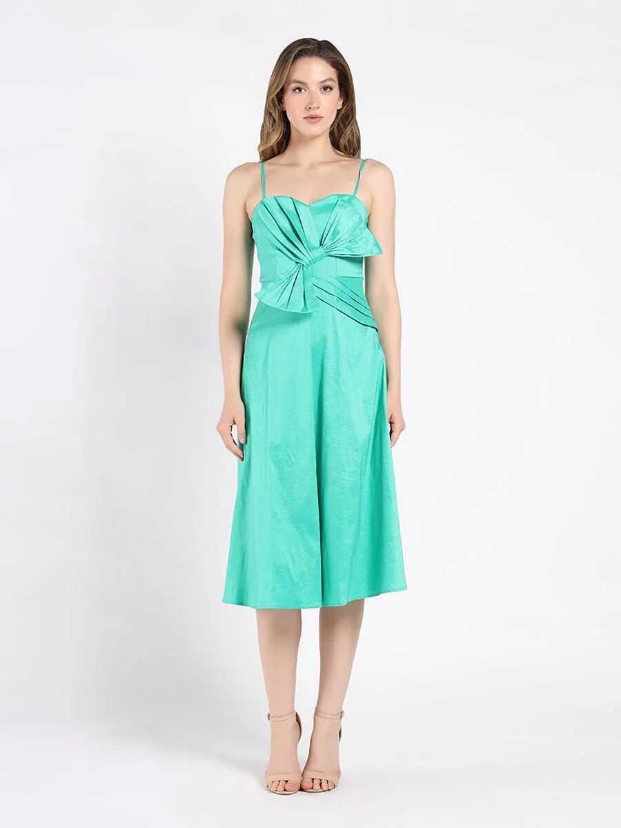 Spaghetti Strap Bow Detailed Midi Dress