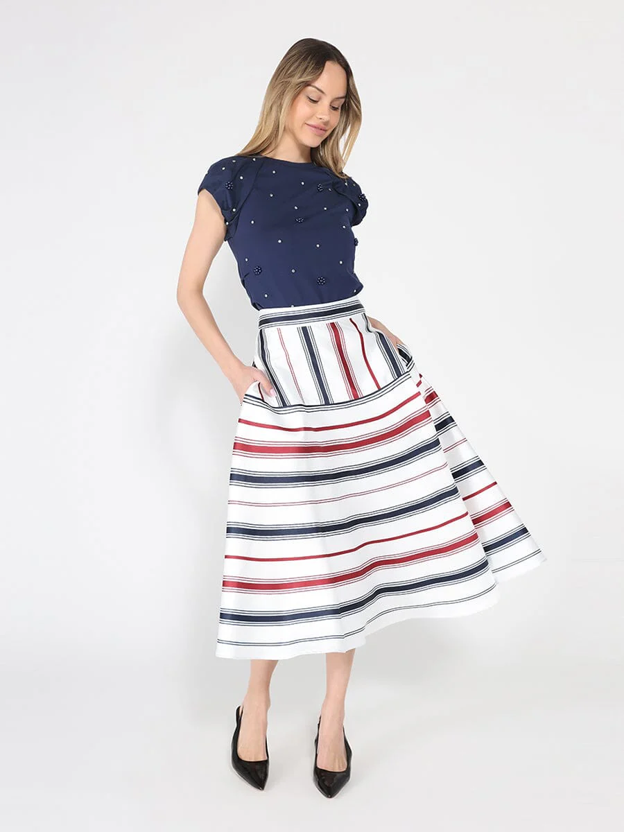 Stripe Pattern A-Line Skirt - Image 2