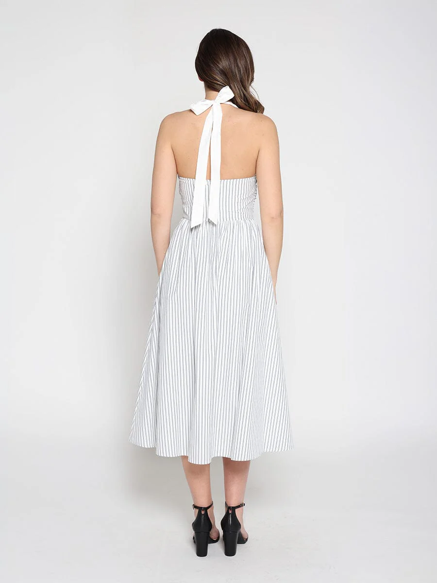 Stripped self-tie dress - Image 4