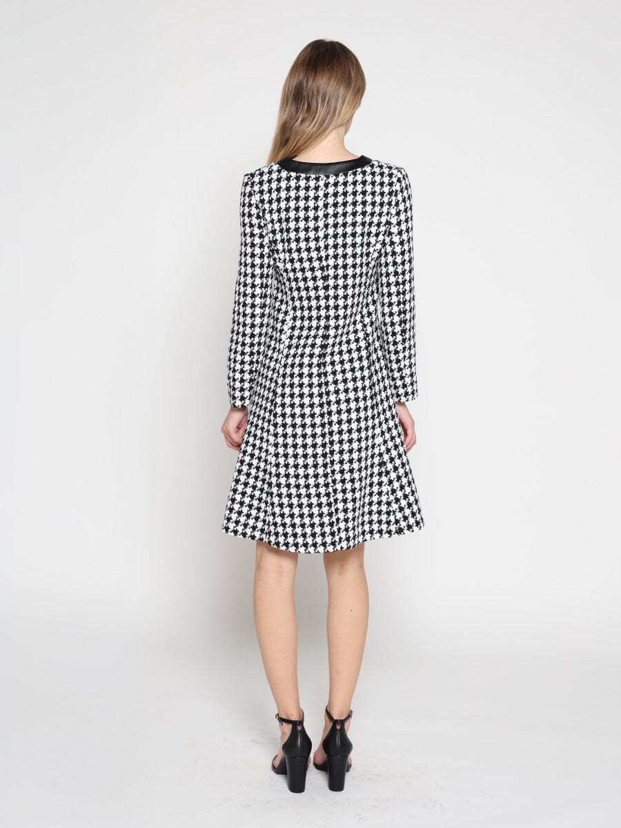 Tweed Front Button Open Long Sleeve Dress - Image 4
