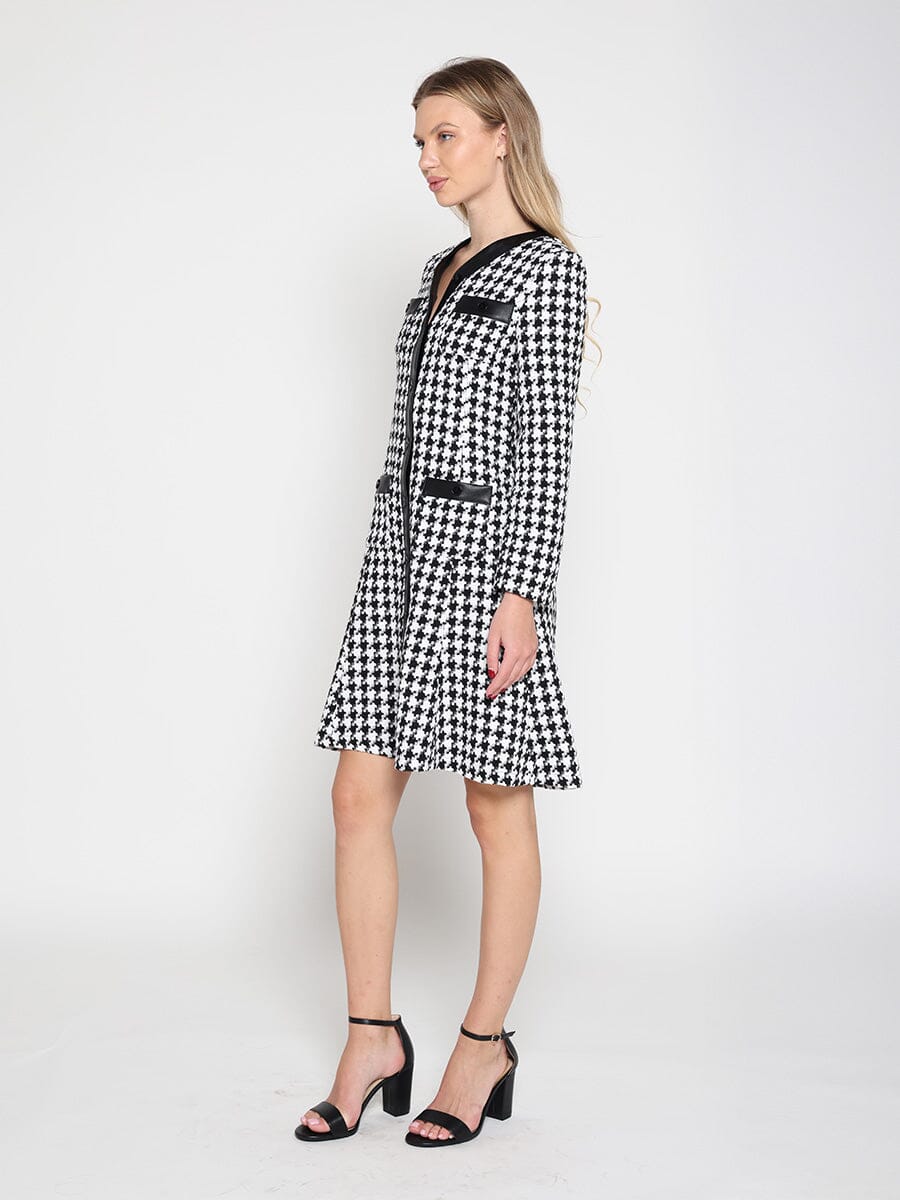 Tweed Front Button Open Long Sleeve Dress - Image 6
