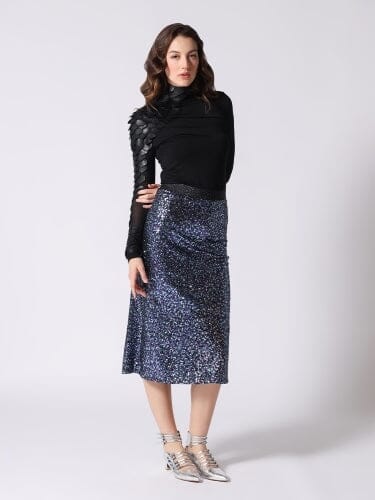 Whole Spangle Shiny Banding Midi Skirt - Image 6