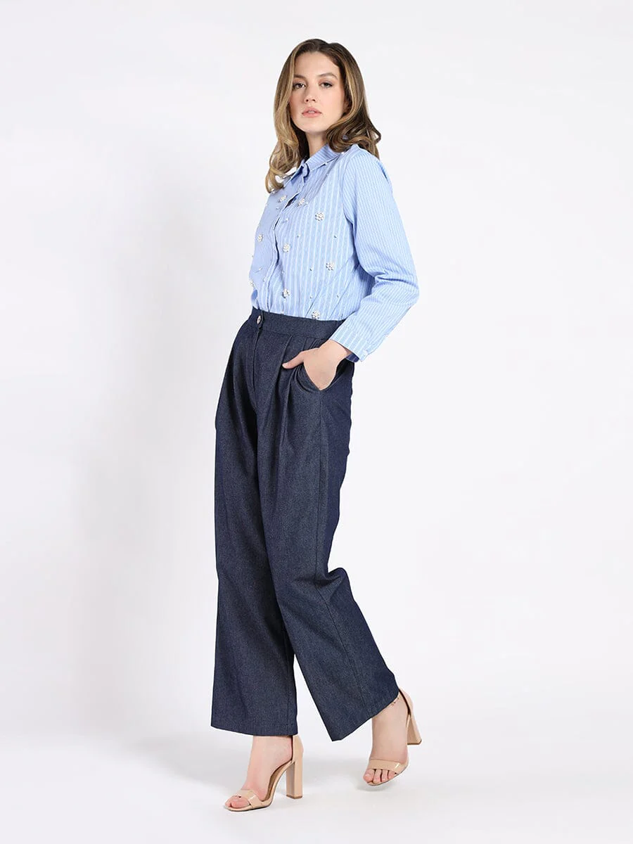 Wide-Leg Denim Pants - Image 2