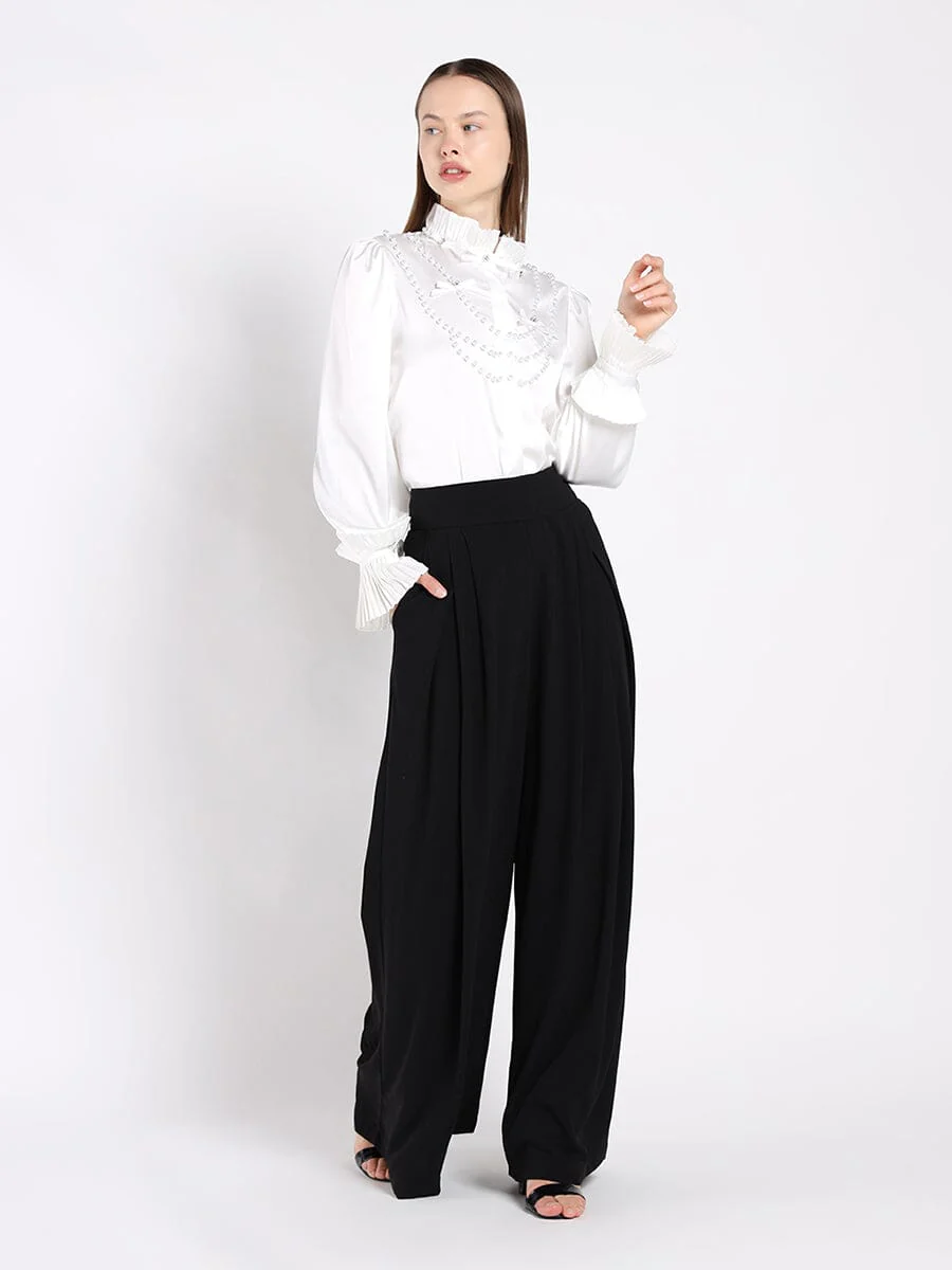 Wide Leg Solid Palazzo Flowy Pants - Image 14