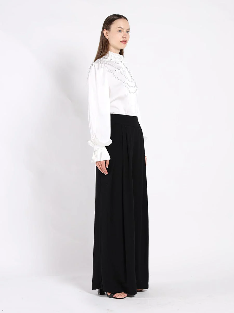 Wide Leg Solid Palazzo Flowy Pants - Image 15