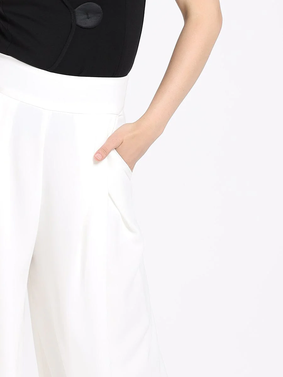 Wide Leg Solid Palazzo Flowy Pants - Image 3