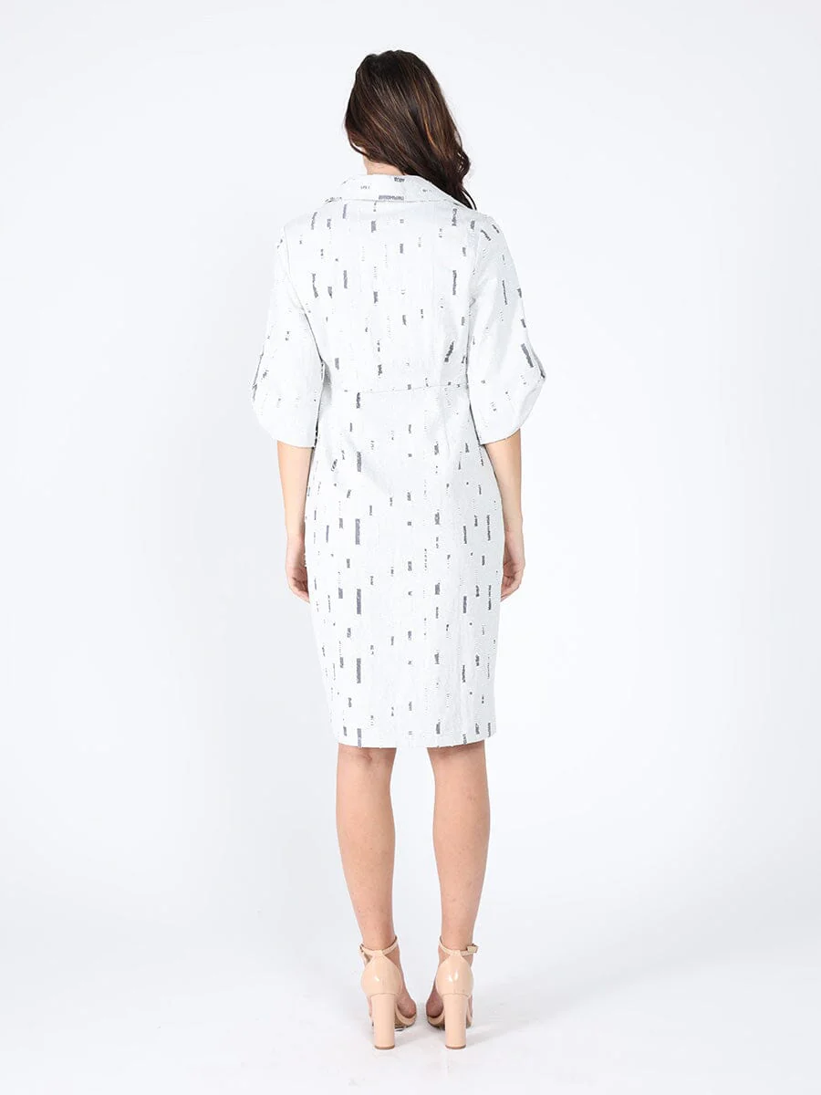 Wrap denim V-collar neck dress - Image 4