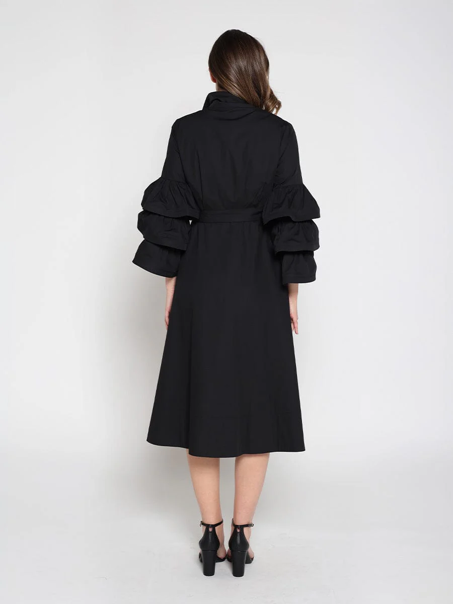 Wrapped design layered sleeve midi dress - Image 4