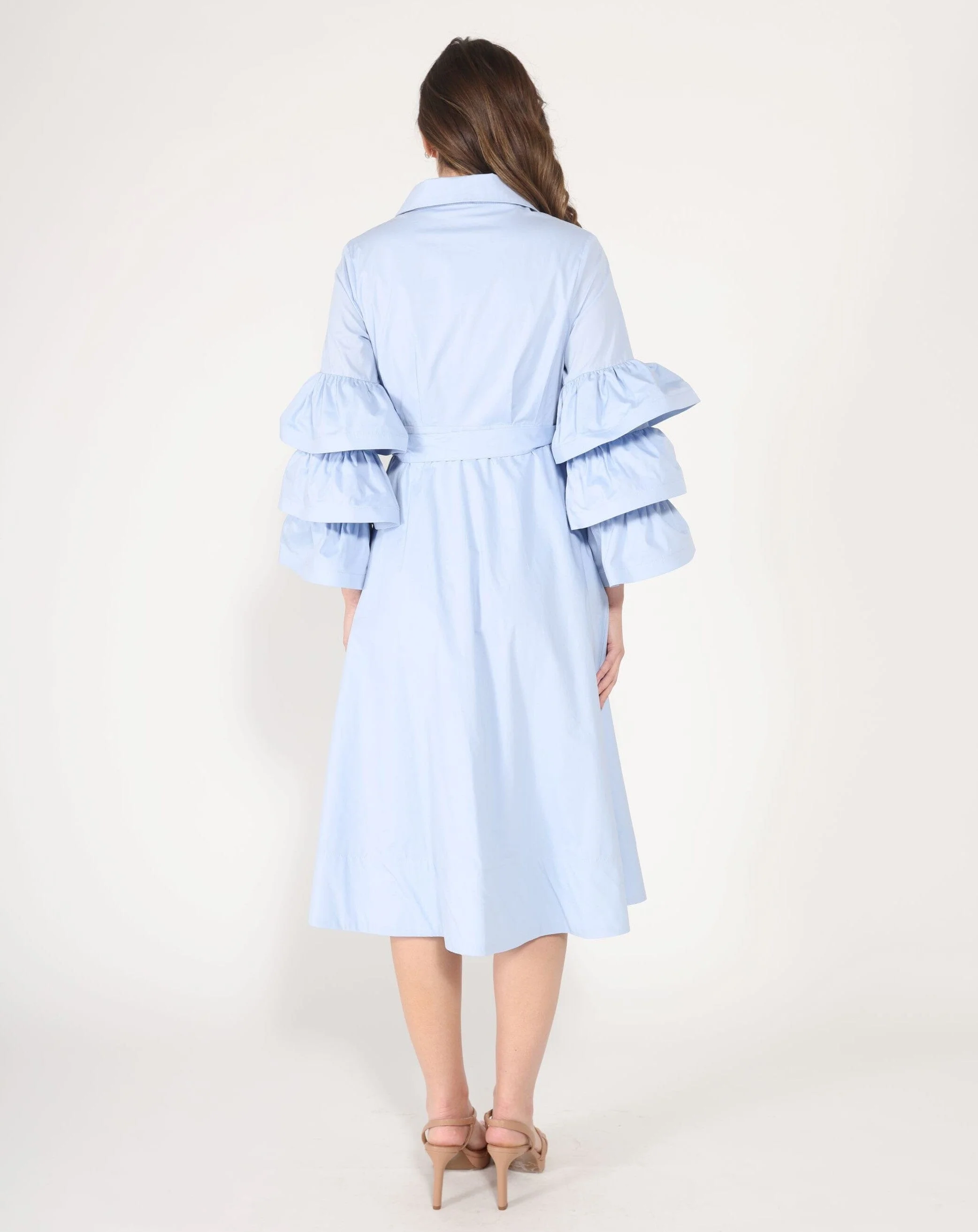 Wrapped design layered sleeve midi dress - Image 8