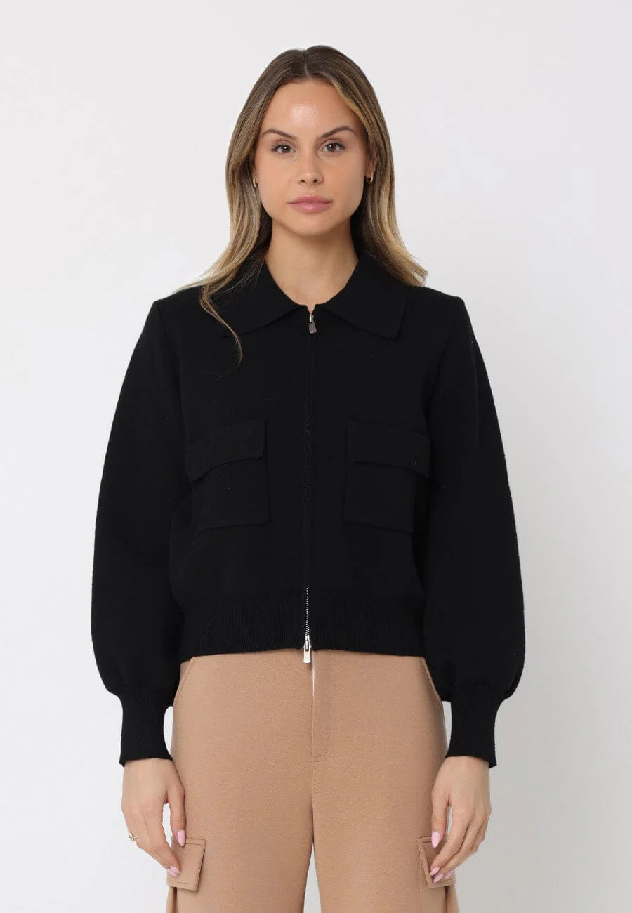 Zip up long sleeve collared jacket with pockets